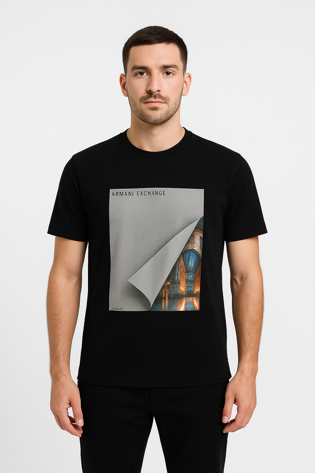 Мъжка черна тениска Armani Exchange